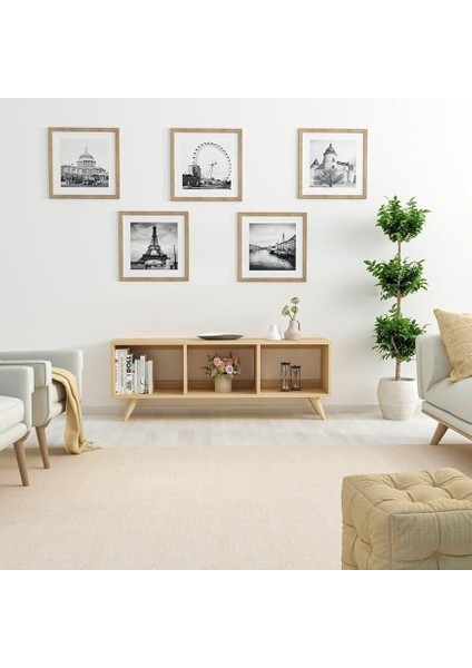 Dizayn Tina Açık Raflı Tv Sehpası Safir Meşe fırsatları