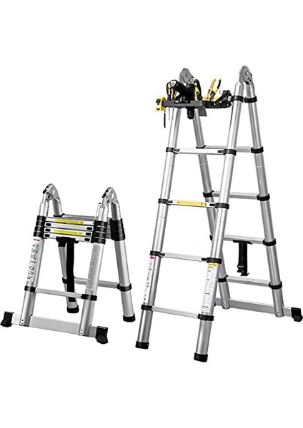 Alüminyum Çift Yönlü Teleskopik Merdiven (Seçenekli) (4,4 Metre - 2x7 Basamak)