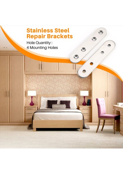 Düz Paslanmaz Çelik Onarım Onarma Sabitleme Plakası Braketleri 2 Adet Destek (Yurt Dışından) indirimleri