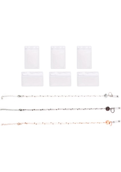 Kimlik Kartı Tutucu ile Geri Çekilebilir Rozet Kaydırma Kordon, 3 Adet Boncuklu Rozet Kordon Kolyesi 6 Kartvizit Tutucu (Yurt Dışından) fiyatları