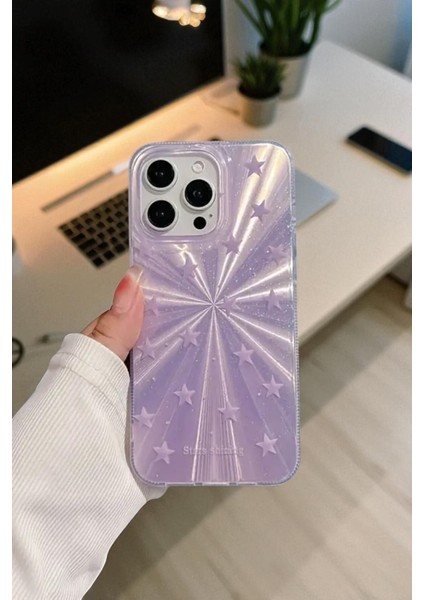 Apple iPhone 15 Pro Uyumlu Mor Yıldız Patlaması Desenli Parlak Silikon Kılıf fiyatları