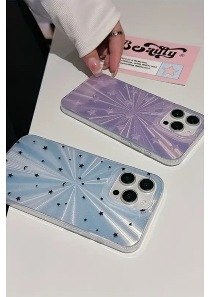 Apple iPhone 15 Pro Uyumlu Mor Yıldız Patlaması Desenli Parlak Silikon Kılıf indirimleri