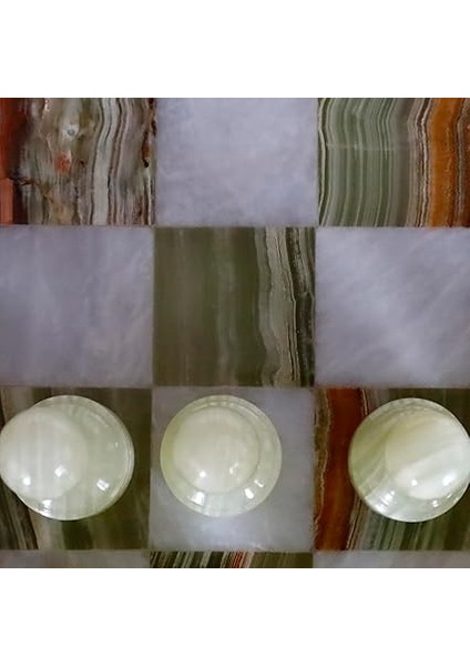 Mermer Satranç Takımı, Yeşil-Beyaz Onyx Satranç Tahtası, Kadife Kutu, 32 Parça El Yapımı Taşlar (39 x 39 Cm. (Büyük Boy)) fırsatları