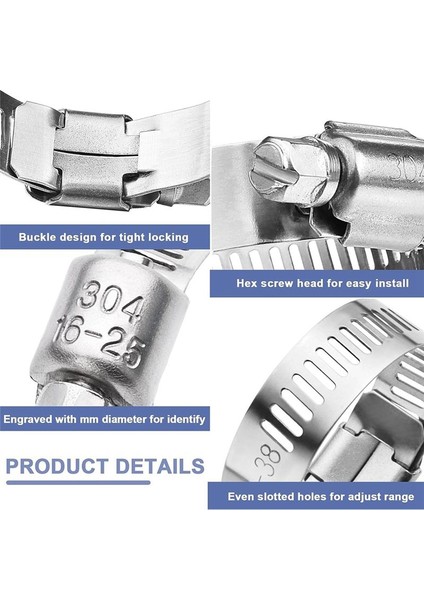 Hortum Kelepçesi- 120PCS 304 Paslanmaz Çelik Hortum Kelepçe Çiftlik Kiti 1/4inch-1-1/2inch Yakıt Hattı, Sıhhi Tesisat, Tüp Için Kelepçe (Yurt Dışından) indirimleri