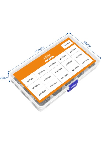 445PCS C Tip Dahili Circlip Tespit Halkaları Çelik Çiftlik Kiti Çizgi Snap Yüzükler Siyah (Yurt Dışından) modelleri