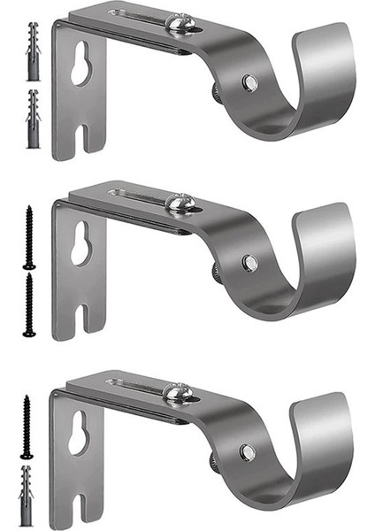 Duvar Için Gümüş Perde Çubuk Braketleri, Kurulum Vidalı 1 Inç Çubuk Için Ağır Hizmet Tipi Perde Çubuk Tutucular (3 Adet) (Yurt Dışından)
