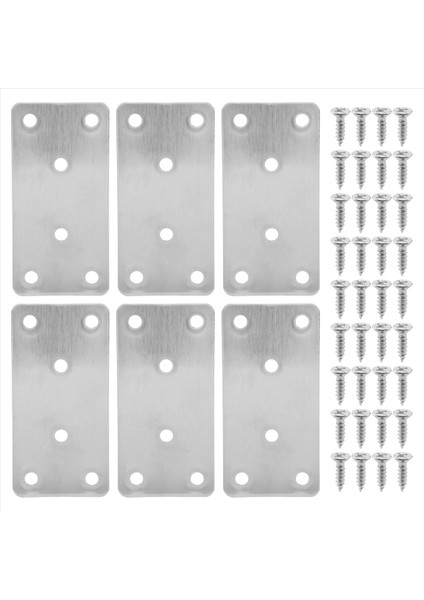 6 Pcs Onarma Plakaları Düz ​​brace Braketler Ağır Düzey Braket Paslanmaz Çelik Onarım Plakaları Mobilya Ahşap (Yurt Dışından)