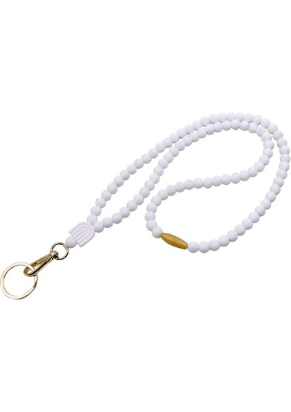 Çalışma Izin Çantası Kradard Anti-Lost Uzun Silikon Boncuklu Kimlik Kartı ve Anahtar Cep Telefonu Kiracı Lady Beyaz (Yurt Dışından)