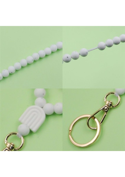 Çalışma Izin Çantası Kradard Anti-Lost Uzun Silikon Boncuklu Kimlik Kartı ve Anahtar Cep Telefonu Kiracı Lady Beyaz (Yurt Dışından) fiyatları