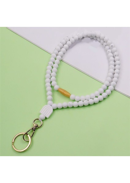 Çalışma Izin Çantası Kradard Anti-Lost Uzun Silikon Boncuklu Kimlik Kartı ve Anahtar Cep Telefonu Kiracı Lady Beyaz (Yurt Dışından) fırsatları