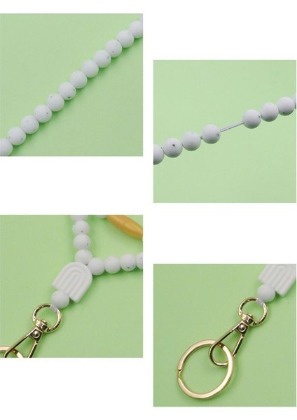 Çalışma Izin Çantası Kradard Anti-Lost Uzun Silikon Boncuklu Kimlik Kartı ve Anahtar Cep Telefonu Kiracı Lady Beyaz (Yurt Dışından) indirimleri