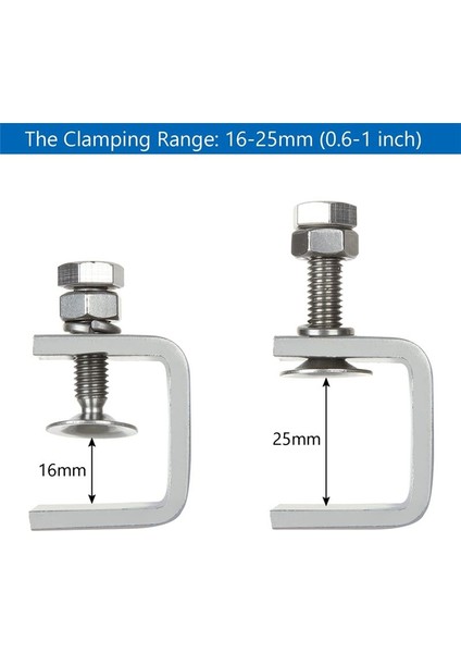 Küçük C Kelepçeleri, Ağır Dereceli C-Clamp Paslanmaz Çelik Sabit Geniş Çene Açıklığı ve I Kiriş Tasarımı, Kelepçe Menzili 16-25 mm (Yurt Dışından) fiyatları