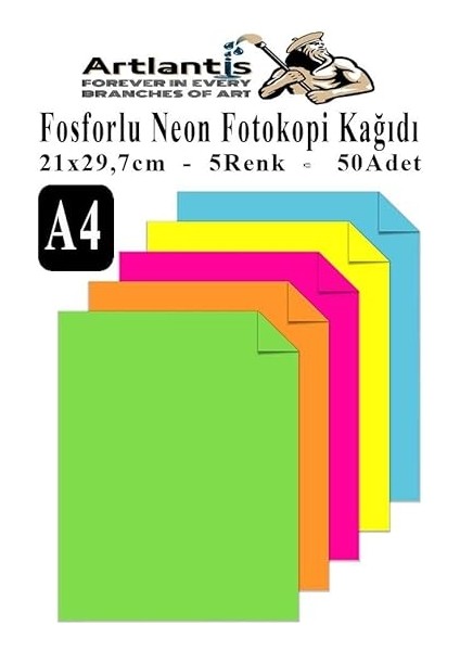 Neon Fosforlu Renkli A4 Fotokopi Kağıdı 50 Li 1 Paket 50 Adet Fosforlu 5 Renk Parlak Canlı Renkler Fotokopi Kağıdı fiyatları