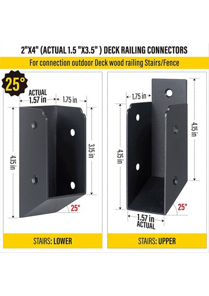 Paslanmaz Çelik 2 x 4 Inç (Aslında 1 ½ x 3 ½inch) Güverte Korkuluk, Küpeşte, Ahır ve Işın Ucu Için Güverte Korkuluk Konnektörü, B (Yurt Dışından) fırsatları