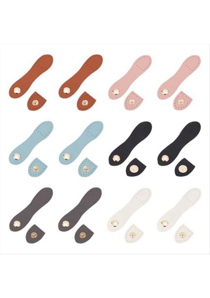 6 Renk Pu Çanta Snap Ture Dik, 12 Set Pu Si Sekme Üzerine Diz (Yurt Dışından)