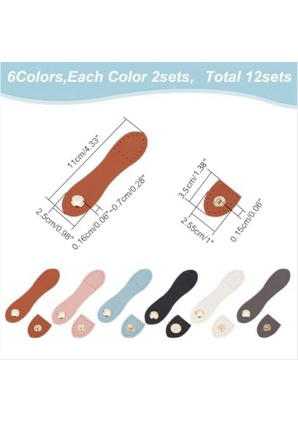 6 Renk Pu Çanta Snap Ture Dik, 12 Set Pu Si Sekme Üzerine Diz (Yurt Dışından) fiyatları