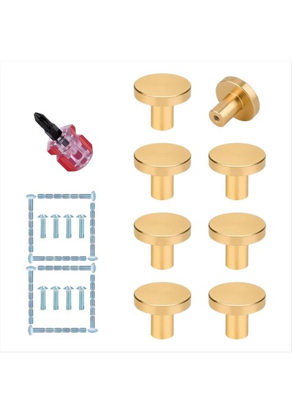 Altın Dolap Düğmeleri - 8pcs Fırça Pirinç Yuvarlak Çekme Mutfak, Dresser, Dolap, Dolap, Mobilya Için Kulplar (Yurt Dışından)