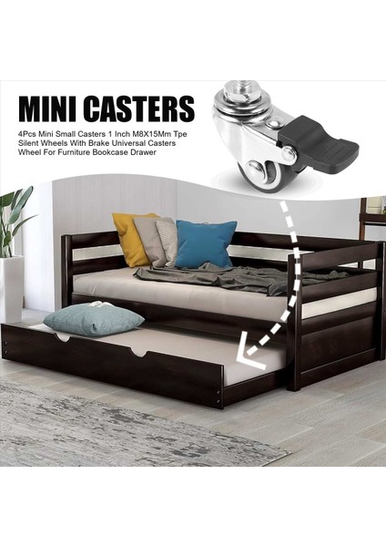 4pcs Mini Küçük Tekerlekler 1 Inç M8X15MM Tpe Sessiz Tekerlekler Fren Evrensel Tekerlekler Için Mobilya Için Tekerlekler Kitaplık Çekmecesi (Yurt Dışından) fırsatları