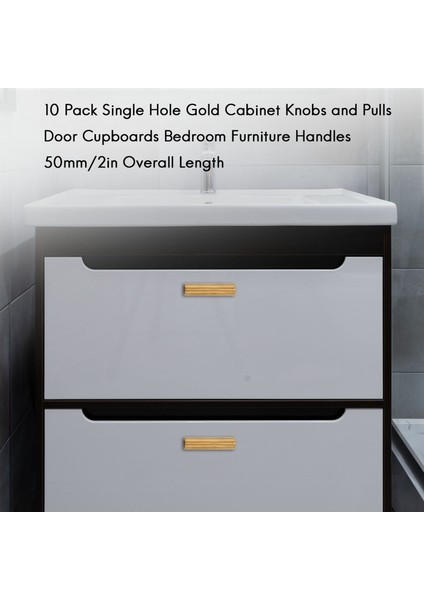 10 Paket Tek Delikli Altın Dolap Düğmeleri ve Çeker Kapı Dolapları Yatak Odası Mobilya Kolları 50MM/2IN Toplam Uzunluk (Yurt Dışından) modelleri