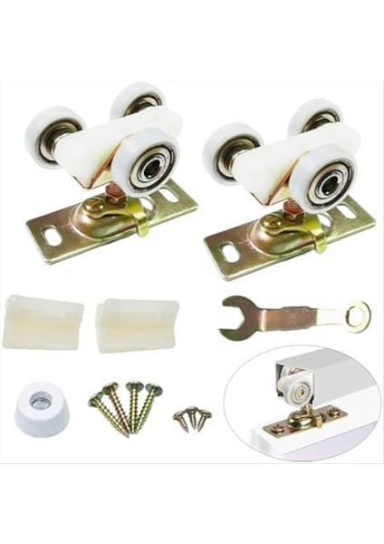 2 Paket Sürgülü Cep Kapısı Donanım Üst Askı Silindirler Tekerlekler Montajı Johnson Parça 1125 &amp; 1500 Donanım Kiti (Yurt Dışından)