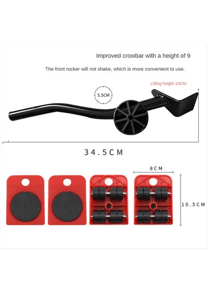 Mobilya Taşıyıcı Alet Set Ağır Malzemeler Çubuk Mobilya Taşıyıcı Kaldırıcı Tekerleği Profesyonel Hareket Aracı-A ile Hareketli Silindir (Yurt Dışından)