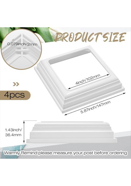 4X4INCH Vinil Post Etek-Beyaz Post Taban Kapak Döşeme Ahşap ve Vinil Direkler, Güverte ve Sundurma Sütunu, 4&#39;lük Merdiven Ray Seti (Yurt Dışından) fiyatları