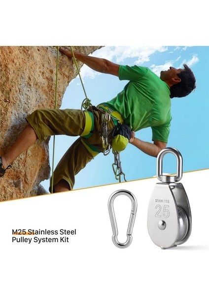 M25 Paslanmaz Çelik Kasnak Sistemi Kit-Pulley Tekerlekli Halat, Kancalar, Göz Pedi Plakası ve Halat Kişisi Dıy&#39;yi Kaldırma (Yurt Dışından) indirimleri