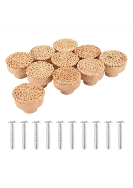 10PCS Boho Rattan Dresser Düğmeleri, Yuvarlak Ahşap Çekmece Düğmeleri Boho Mobilya Dekoratifi Için Çeker, (10 Düğme ve 10 Vida) (Yurt Dışından) modelleri