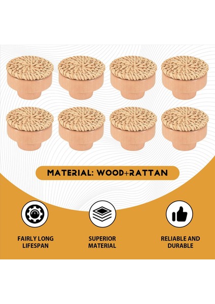 10PCS Boho Rattan Dresser Düğmeleri, Yuvarlak Ahşap Çekmece Düğmeleri Boho Mobilya Dekoratifi Için Çeker, (10 Düğme ve 10 Vida) (Yurt Dışından) fırsatları