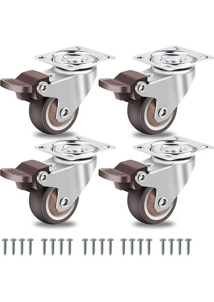 Mobilya Kastörleri Küçük 50MM, 360 Derece Döner Kastörler Ağır Dereceli Yük Kapasitesi Sessiz Katı Kauçuk Kastörler Seti 4 (Yurt Dışından)
