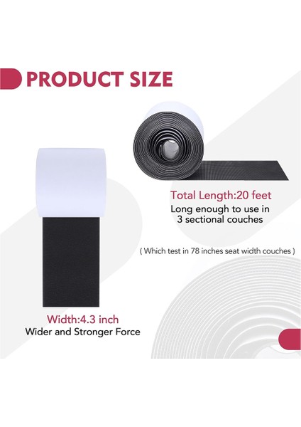 4.3 Inç Inç20 Feet Kanepe Yastıkları Için Görev Şeritleri, Yapışkanlı Kanca ve Döngü Bandı, Kanepe Yastıklarını Kaymadan Tutun (Yurt Dışından) fiyatları