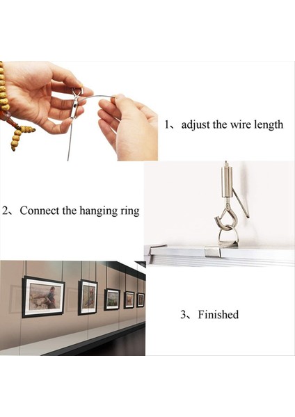 3 Paslanmaz Çelik Ayarlanabilir Kordonlar, Resim Çerçevesi Ekici (Tek Kanca) Için Kanca Asılı Hattı ile Çamaşır Hattı (Yurt Dışından) modelleri