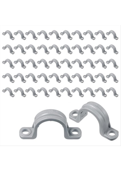 Pvc Boru ile Çift Delikli Plastik Kanal Boru Kelepçesi Kanal Kelepçesi U Pvc Klips 2 Delik (50 Parça, 1/2 Inç) (Yurt Dışından)