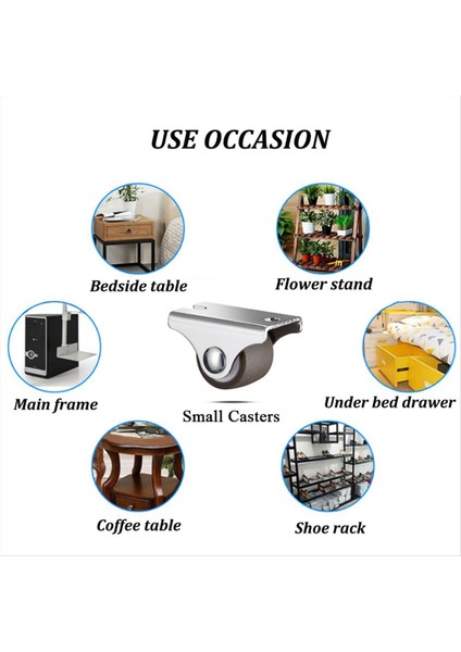 Mini Sabit Tekerlekler, Vidalı Düşük Profilli Küçük Tekerlekler, Mobilya Için Sessiz Kauçuk Sert Tekerlekler 8 Paket (Yurt Dışından) fırsatları