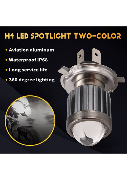 H4 LED Spotlight Küçük Ampul LED Motosiklet Modifiye Far Entegre Iki Renkli Far Aksesuarları (Yurt Dışından) indirimleri