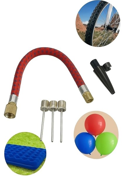 5'li Pompa Iğne Seti, Top Şişirme Ucu, Esnek Hortum Adaptörlü, Futbol Basketbol Voleybol Topu Pompa Iğneleri, Yatak Bot Balon Bisiklet Şişirme Aparatı, Dayanıklı Metal Iğne ve Plastik Uç fiyatları