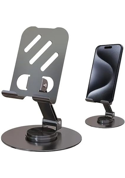 Trend Yüksek Kaliteli Metal Stand Katlanabilir ve Ayarlanabilir 360 Derece Dönebilen Tablet Standı Telefon Tutucu Masa Üstü Gri Stant modelleri