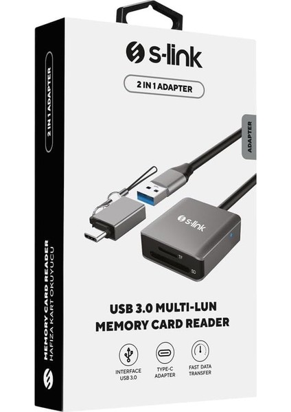 SL-CR21 Type C ve Usb3.0 Sd/micro Sd 110M/S Hızlı 2 In 1 Metal Kart Okuyucu fırsatları