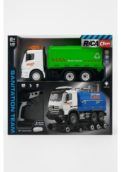 Constructo Rc Sök-Tak Çöp Kamyonu – USB Şarjlı 1:18 Mühendislik Oyuncak + 2.4 Ghz Kumanda