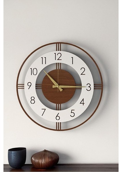 Dekoratif Yeni Modern Mintaka Ahşap Duvar Saati 48CM Kahverengi 48 x 48 indirimleri