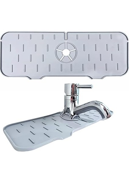 Musluk Sıçrama Önleyici Ped, Gri Su Tutucu Mat, Mutfak ve Banyo Tezgahı & Fayans Koruyucu, Lavabo Kenarı Için Kaymaz Musluk Kapağı, Damlama Engelleyici Ped, 37 * 14 cm modelleri