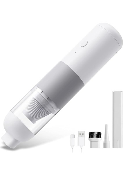 Araç El Süpürgesi, 6000 Pa Güçlü Fırçasız Motor, 3 Farklı Değiştirilebilir Başlık, Üfleme ve Vakum Fonksiyonu, Sessiz Kullanım, Uzun Pil Ömrü, Ev Ofis ve Otomobil Için Derinlemesine Temizlik