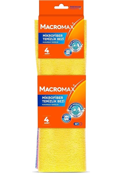 Mikrofiber Temizlik Bezi 4'lü Paket, Çok Amaçlı Toz Alma ve Yüzey Silme Bezi