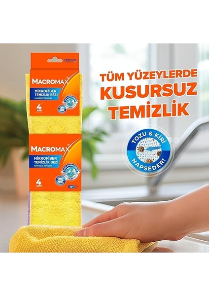 Mikrofiber Temizlik Bezi 4'lü Paket, Çok Amaçlı Toz Alma ve Yüzey Silme Bezi fiyatları