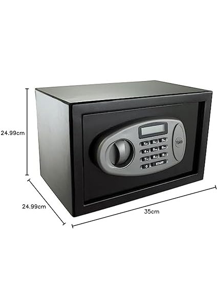 LCD Ekranlı Orta Boy Kasa Y-MS0000NFP - Standart Güvenlik -Master Şifre - 2 Adet 6 Şifeli Anahtar - 25 x 35 x 25 cm - Siyah fiyatları