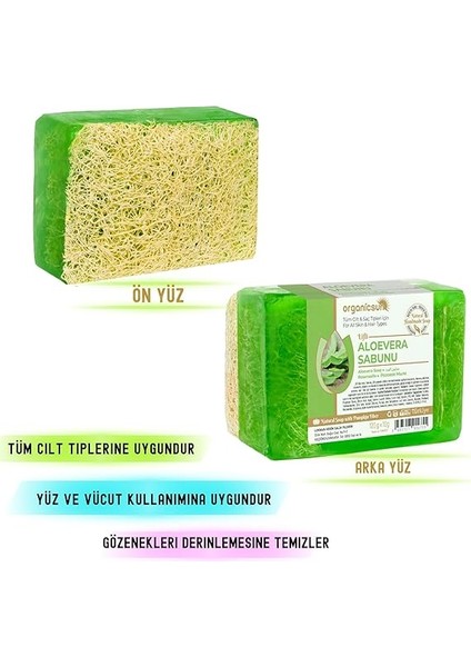 Doğal Kabak Lifli Aloe Vera Sabunu 120 gr x 3 Adet Tüm Cilt Tipleri Için B ve E Vitaminli fiyatları