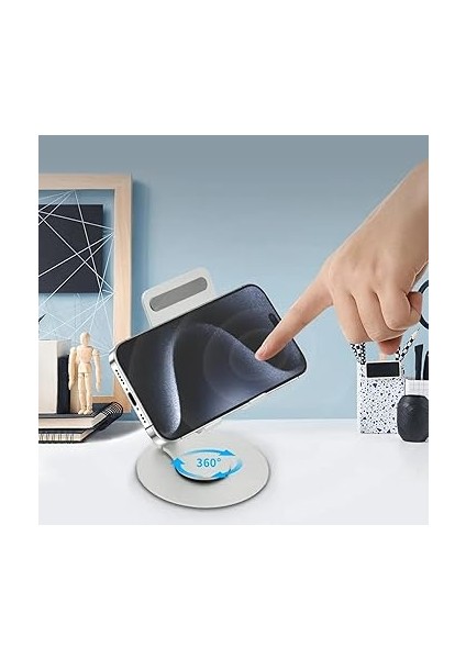 360° Döner Telefon Tablet Standı – Ipad, Iphone, Android ve Tüm Cihazlarla Uyumlu Ayarlanabilir Masaüstü Tutucu | Yüksek Stabilite, Çok Açılı Görüntüleme Gümüş modelleri