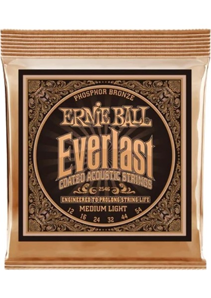 Ball Everlast Orta Hafif Kaplamalı Fosfor Bronz Akustik Gitar Telleri, Ölçü 12-54