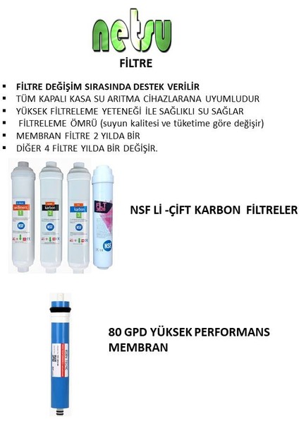 Nsf-Çift Karbon Tüm Kapalı Kasa Su Arıtma Cihazı Filtresi-5 li Filtre Seti- fiyatları