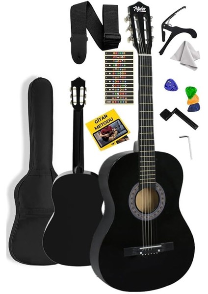 CG-270BK Siyah Klasik Gitar 4/4 Yetişkin Boy Sap Ayarlı Full Set